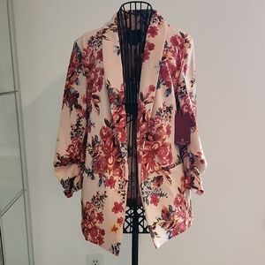 Boom Boom Jeans Floral Blazer in Pink and Cream